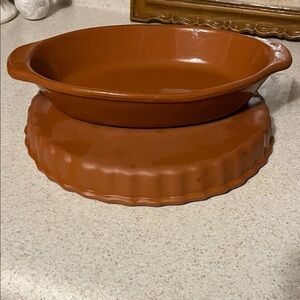 Elegant Terracotta Pie Dish vintage copco pottery